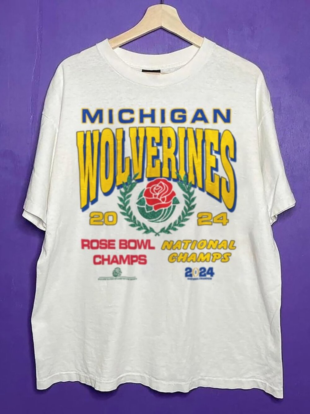 2024 University of Michigan Wolverines Rose Bowl National Champs Football Shirt